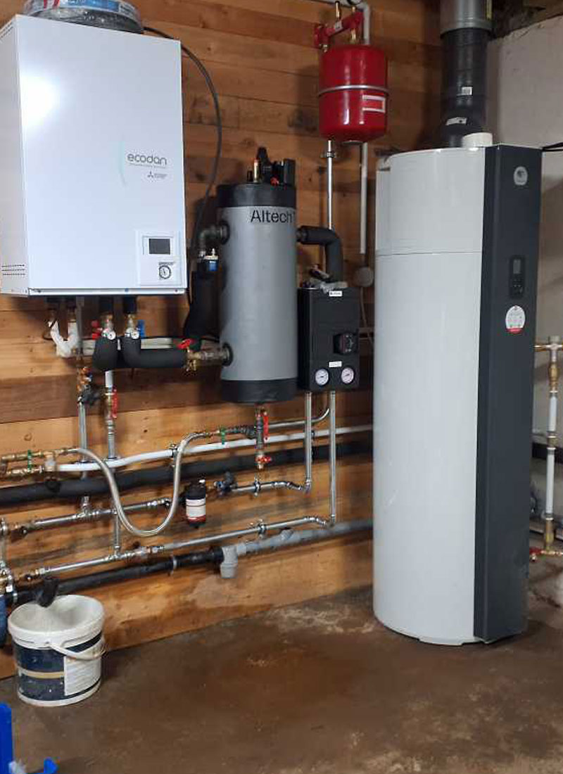 Remplacement d’une chaudière fioul basse température par une pompe à chaleur avec ballon thermodynamique 